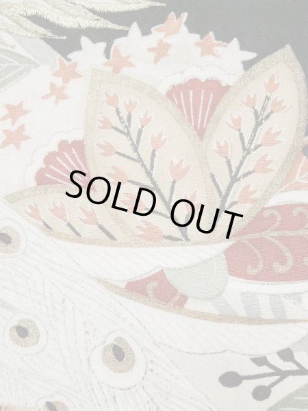 画像10: L0316A  留袖 女性用着物  シルク（正絹）   黒, 花 【中古】 【USED】 【リサイクル】 ★★☆☆☆ (10)