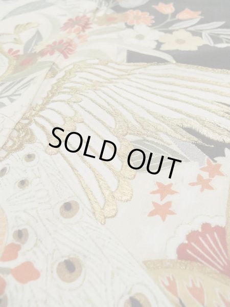 画像15: L0316A  留袖 女性用着物  シルク（正絹）   黒, 花 【中古】 【USED】 【リサイクル】 ★★☆☆☆ (15)