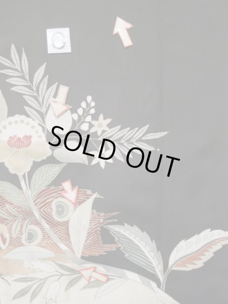 画像21: L0316A  留袖 女性用着物  シルク（正絹）   黒, 花 【中古】 【USED】 【リサイクル】 ★★☆☆☆ (21)