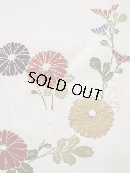 画像8: L0316G  訪問着 女性用着物  シルク（正絹）   オフ　ホワイト, 菊 【中古】 【USED】 【リサイクル】 ★★☆☆☆ (8)