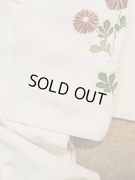 画像20: L0316G  訪問着 女性用着物  シルク（正絹）   オフ　ホワイト, 菊 【中古】 【USED】 【リサイクル】 ★★☆☆☆ (20)