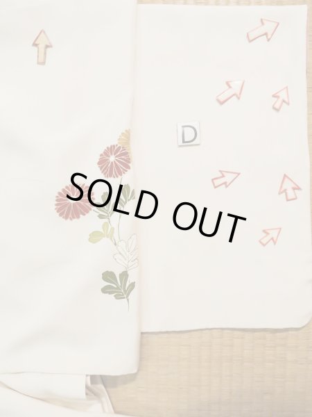 画像21: L0316G  訪問着 女性用着物  シルク（正絹）   オフ　ホワイト, 菊 【中古】 【USED】 【リサイクル】 ★★☆☆☆ (21)