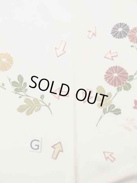 画像24: L0316G  訪問着 女性用着物  シルク（正絹）   オフ　ホワイト, 菊 【中古】 【USED】 【リサイクル】 ★★☆☆☆ (24)