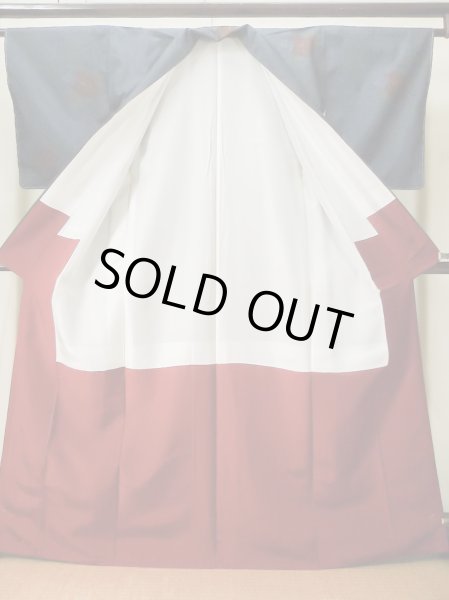 画像2: L0316J Mint  大島紬 女性用着物  シルク（正絹） スモーキーな  コーラル, 花 【中古】 【USED】 【リサイクル】 ★★★★★ (2)