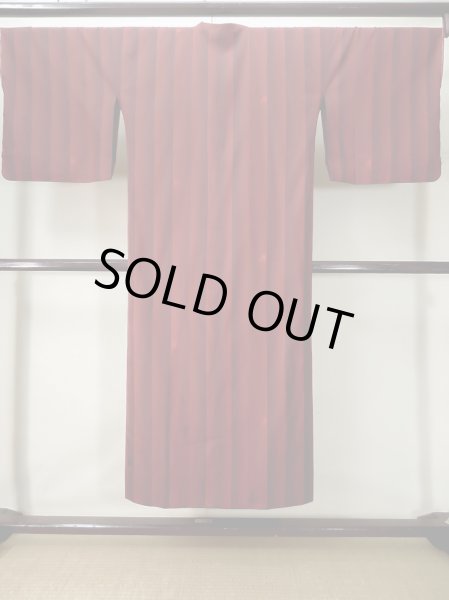 画像2: L0316L Mint  雨コート 女性用着物  化繊   紫, 縞 【中古】 【USED】 【リサイクル】 ★★★★★ (2)