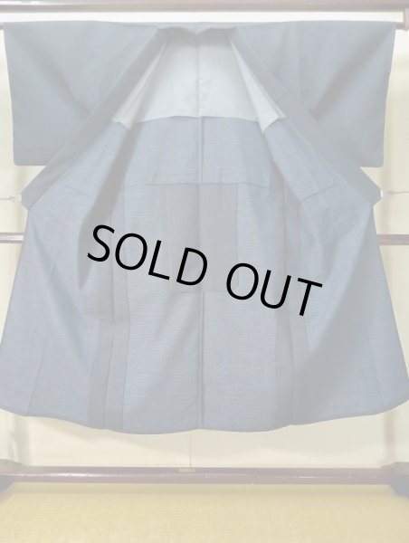 画像2: L0316R  男性用着物 男性用着物  ウール   青, 亀甲 【中古】 【USED】 【リサイクル】 ★★☆☆☆ (2)