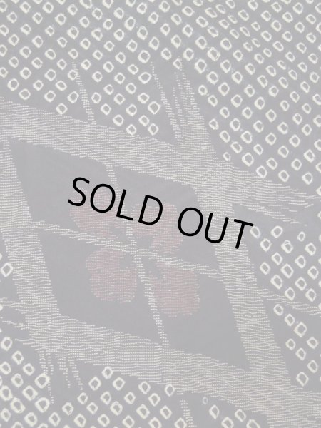 画像7: L0318D  羽織 女性用着物  シルク(正絹)   黒, 菱 【中古】 【USED】 【リサイクル】 ★★☆☆☆ (7)