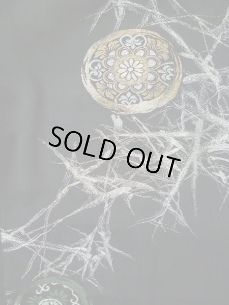 画像4: L0318E  羽織 女性用着物  シルク（正絹）   黒, 菊 【中古】 【USED】 【リサイクル】 ★★★☆☆ (4)