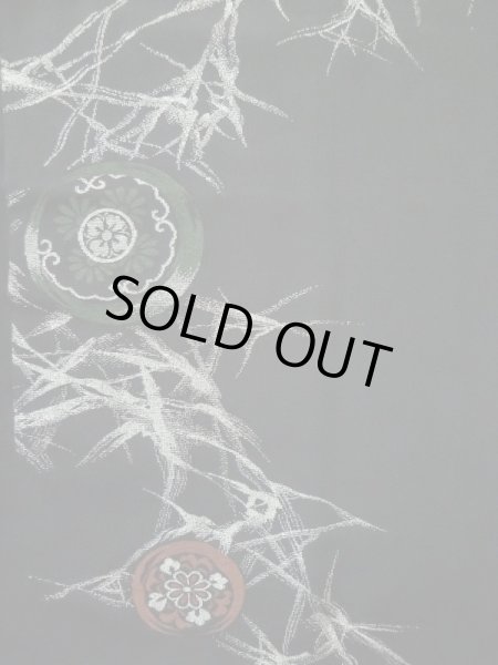 画像5: L0318E  羽織 女性用着物  シルク（正絹）   黒, 菊 【中古】 【USED】 【リサイクル】 ★★★☆☆ (5)