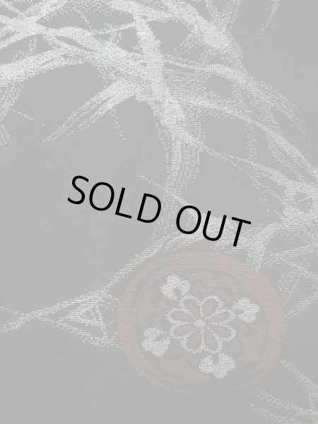 画像7: L0318E  羽織 女性用着物  シルク（正絹）   黒, 菊 【中古】 【USED】 【リサイクル】 ★★★☆☆ (7)