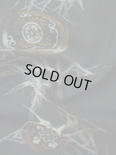 画像14: L0318E  羽織 女性用着物  シルク（正絹）   黒, 菊 【中古】 【USED】 【リサイクル】 ★★★☆☆ (14)