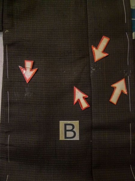 画像14: L0318T  男性用羽織 男性用着物 裏地:本 シルク(正絹) 淡い  茶色, チェック柄 【中古】 【USED】 【リサイクル】 ★★☆☆☆ (14)