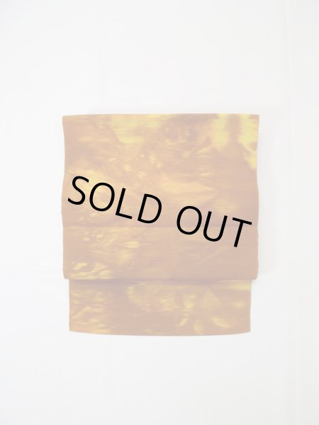 画像2: L0323T 八寸(袋名古屋)帯 女性用着物 シルク(正絹) 淡い  イエロー(黄色) ぼかし 【中古】 【USED】 【リサイクル】 ★★★★☆ (2)