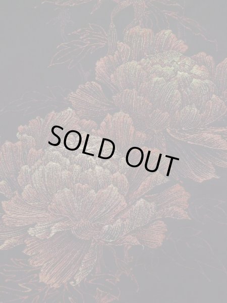 画像4: L0324K  羽織 女性用着物  シルク(正絹)   黒, 花 【中古】 【USED】 【リサイクル】 ★★★☆☆ (4)