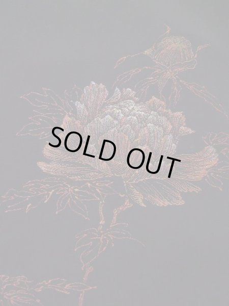 画像6: L0324K  羽織 女性用着物  シルク(正絹)   黒, 花 【中古】 【USED】 【リサイクル】 ★★★☆☆ (6)