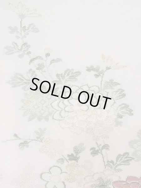 画像5: L0324Q  羽織 女性用着物  シルク(正絹) スモーキーな クリーミーな カーキ, 菊 【中古】 【USED】 【リサイクル】 ★★★☆☆ (5)