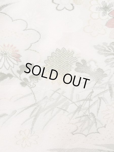 画像6: L0324Q  羽織 女性用着物  シルク(正絹) スモーキーな クリーミーな カーキ, 菊 【中古】 【USED】 【リサイクル】 ★★★☆☆ (6)