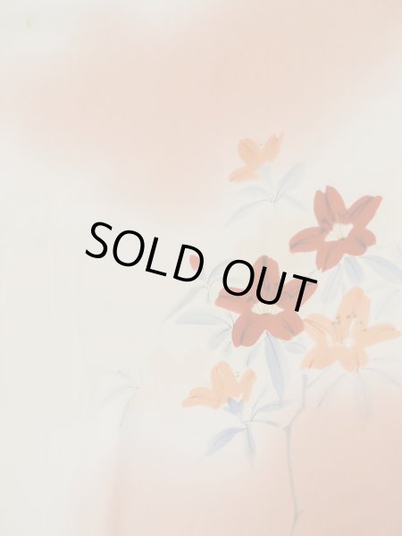 画像4: L0331C  襦袢 女性用着物 金紗縮緬 シルク(正絹) クリーミーな  ベージュ, 花 ダークな【中古】 【USED】 【リサイクル】 ★★☆☆☆ (4)