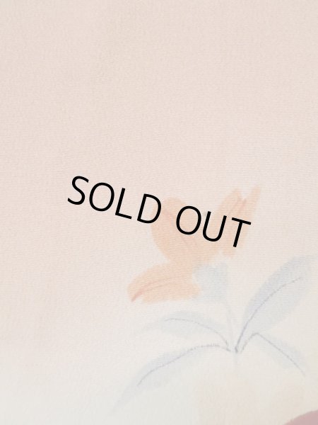 画像7: L0331C  襦袢 女性用着物 金紗縮緬 シルク(正絹) クリーミーな  ベージュ, 花 ダークな【中古】 【USED】 【リサイクル】 ★★☆☆☆ (7)