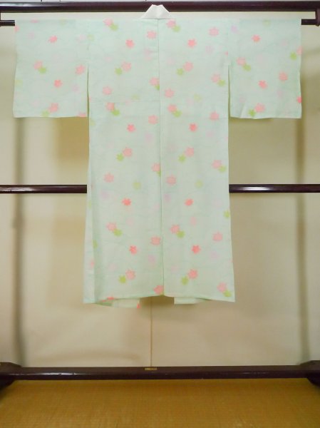 画像2: L0331F  襦袢 女性用着物  モスリン   シルバー(銀), もみじ 【中古】 【USED】 【リサイクル】 ★☆☆☆☆ (2)