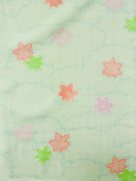 画像4: L0331F  襦袢 女性用着物  モスリン   シルバー(銀), もみじ 【中古】 【USED】 【リサイクル】 ★☆☆☆☆ (4)