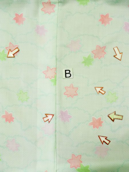 画像16: L0331F  襦袢 女性用着物  モスリン   シルバー(銀), もみじ 【中古】 【USED】 【リサイクル】 ★☆☆☆☆ (16)