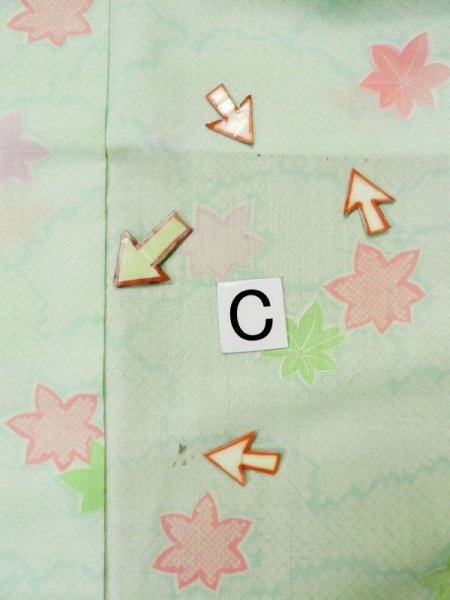 画像17: L0331F  襦袢 女性用着物  モスリン   シルバー(銀), もみじ 【中古】 【USED】 【リサイクル】 ★☆☆☆☆ (17)