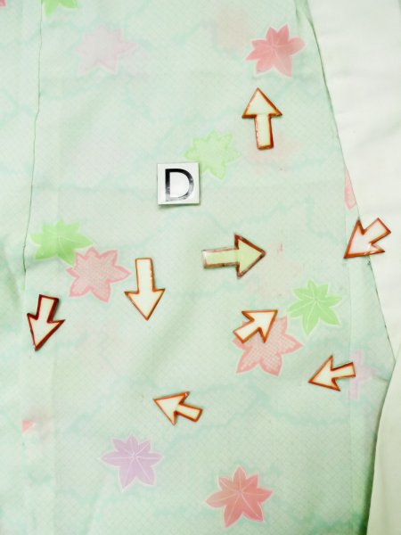 画像18: L0331F  襦袢 女性用着物  モスリン   シルバー(銀), もみじ 【中古】 【USED】 【リサイクル】 ★☆☆☆☆ (18)