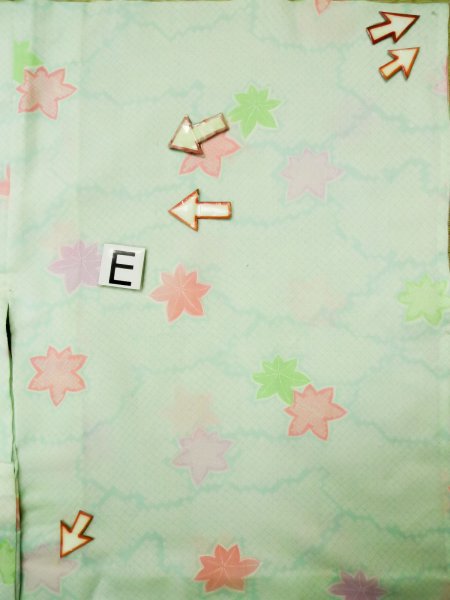 画像19: L0331F  襦袢 女性用着物  モスリン   シルバー(銀), もみじ 【中古】 【USED】 【リサイクル】 ★☆☆☆☆ (19)