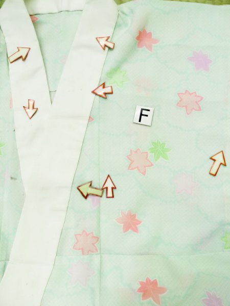 画像20: L0331F  襦袢 女性用着物  モスリン   シルバー(銀), もみじ 【中古】 【USED】 【リサイクル】 ★☆☆☆☆ (20)