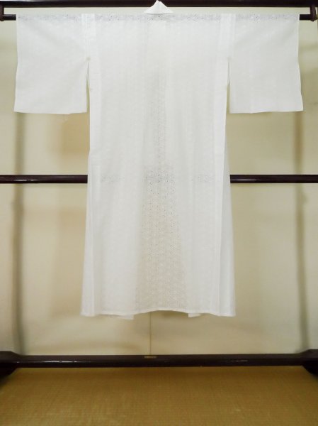 画像2: L0406E  襦袢 女性用着物  麻   オフ ホワイト, 抽象的模様 【中古】 【USED】 【リサイクル】 ★★☆☆☆ (2)