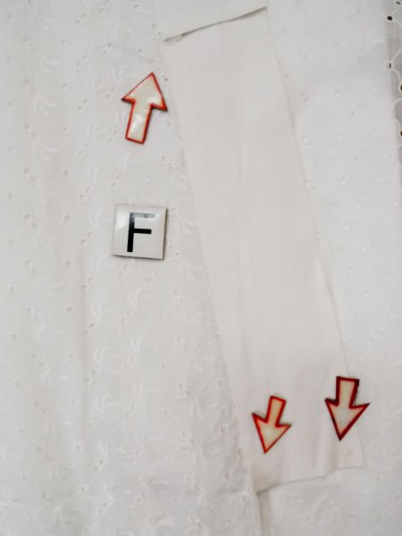 画像17: L0406E  襦袢 女性用着物  麻   オフ ホワイト, 抽象的模様 【中古】 【USED】 【リサイクル】 ★★☆☆☆ (17)