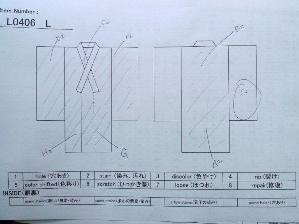 画像13: L0406L  襦袢 女性用着物 使用感あり。 麻   オフ ホワイト,  【中古】 【USED】 【リサイクル】 ★★☆☆☆ (13)