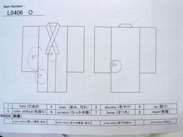 画像12: L0406O  襦袢 女性用着物  麻   藍,  【中古】 【USED】 【リサイクル】 ★★☆☆☆ (12)