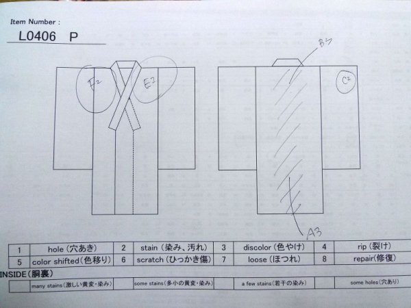 画像14: L0406P  襦袢 女性用着物 使用感あり。 麻   藍,  【中古】 【USED】 【リサイクル】 ★★☆☆☆ (14)