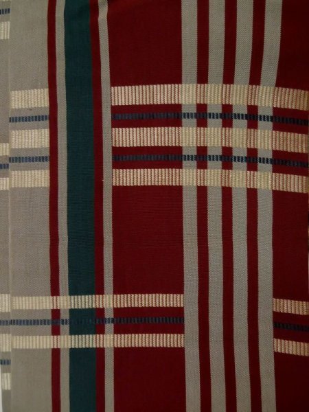 画像2: L0407A 半幅帯 女性用着物 シルク(正絹) 淡い 甘い えんじ チェック柄 【中古】 【USED】 【リサイクル】 ★☆☆☆☆ (2)