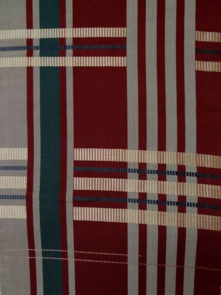 画像3: L0407A 半幅帯 女性用着物 シルク(正絹) 淡い 甘い えんじ チェック柄 【中古】 【USED】 【リサイクル】 ★☆☆☆☆ (3)