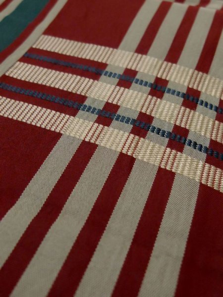 画像10: L0407A 半幅帯 女性用着物 シルク(正絹) 淡い 甘い えんじ チェック柄 【中古】 【USED】 【リサイクル】 ★☆☆☆☆ (10)