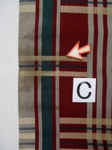 画像14: L0407A 半幅帯 女性用着物 シルク(正絹) 淡い 甘い えんじ チェック柄 【中古】 【USED】 【リサイクル】 ★☆☆☆☆ (14)