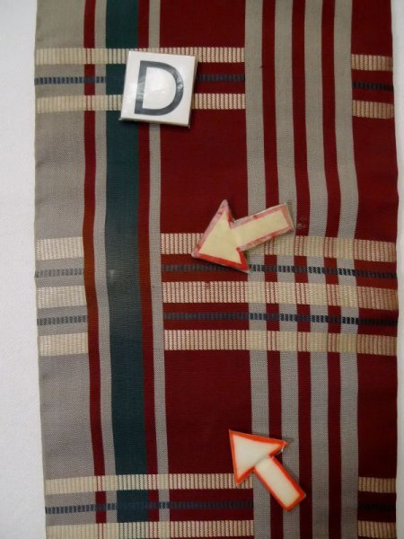 画像15: L0407A 半幅帯 女性用着物 シルク(正絹) 淡い 甘い えんじ チェック柄 【中古】 【USED】 【リサイクル】 ★☆☆☆☆ (15)