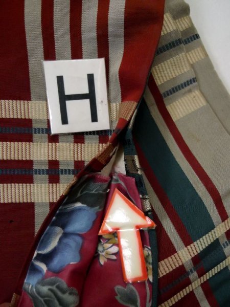 画像20: L0407A 半幅帯 女性用着物 シルク(正絹) 淡い 甘い えんじ チェック柄 【中古】 【USED】 【リサイクル】 ★☆☆☆☆ (20)