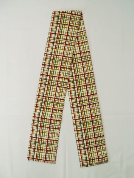 画像1: L0407E 半幅帯 女性用着物 綿   クリーム チェック柄 【中古】 【USED】 【リサイクル】 ★★★★☆ (1)