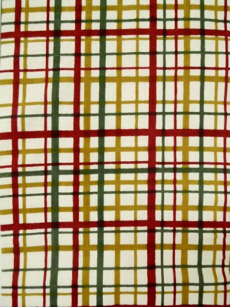 画像2: L0407E 半幅帯 女性用着物 綿   クリーム チェック柄 【中古】 【USED】 【リサイクル】 ★★★★☆ (2)