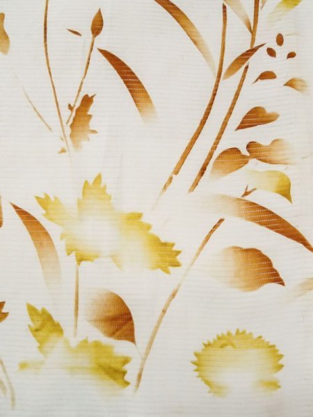 画像9: L0413O  襦袢 女性用着物  シルク(正絹)   オフ ホワイト, 花 【中古】 【USED】 【リサイクル】 ★★☆☆☆ (9)