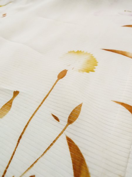 画像12: L0413O  襦袢 女性用着物  シルク(正絹)   オフ ホワイト, 花 【中古】 【USED】 【リサイクル】 ★★☆☆☆ (12)