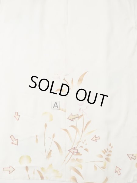 画像17: L0413O  襦袢 女性用着物  シルク（正絹）   オフ　ホワイト, 花 【中古】 【USED】 【リサイクル】 ★★☆☆☆ (17)
