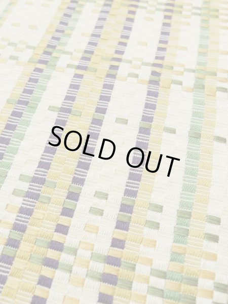 画像9: L0414D 半幅帯 女性用着物 シルク(正絹)   クリーム 縞 【中古】 【USED】 【リサイクル】 ★★☆☆☆ (9)