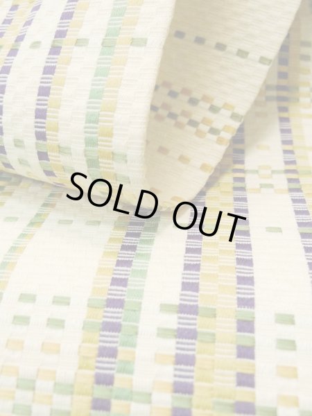 画像12: L0414D 半幅帯 女性用着物 シルク(正絹)   クリーム 縞 【中古】 【USED】 【リサイクル】 ★★☆☆☆ (12)