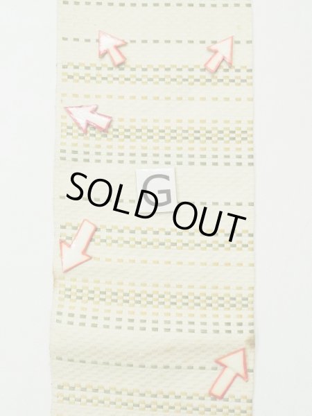 画像19: L0414D 半幅帯 女性用着物 シルク(正絹)   クリーム 縞 【中古】 【USED】 【リサイクル】 ★★☆☆☆ (19)