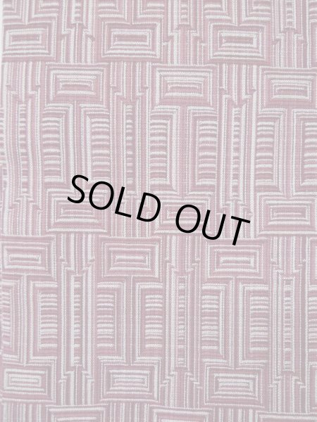 画像3: L0414I 半幅帯 女性用着物 化繊 グレーがかった  赤 幾何学模様 【中古】 【USED】 【リサイクル】 ★☆☆☆☆ (3)